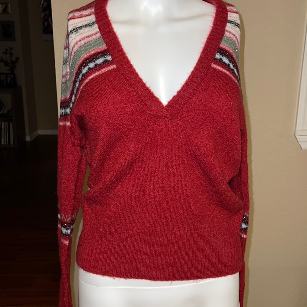Red Striped hooded Sweater